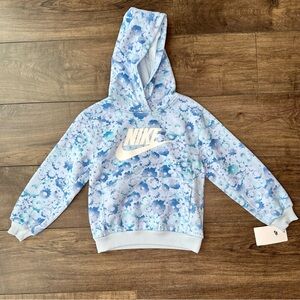 Nike NWT Girls Flow-Ral Printed Floral Pullover Hoodie - Light Blue Size 6X